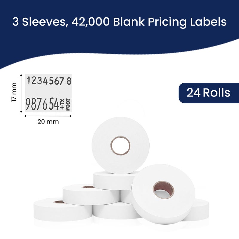 Perco White Pricing Labels for Monarch 1136 - 3 Sleeves, 24 Rolls Value Pack - 42,000 Labels with Ink Rolls Included - Image 3